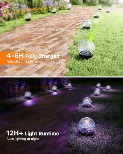 4 Pack 3.94" Multicolor Solar Powered Cracked Glass Ball Lights - Image 3