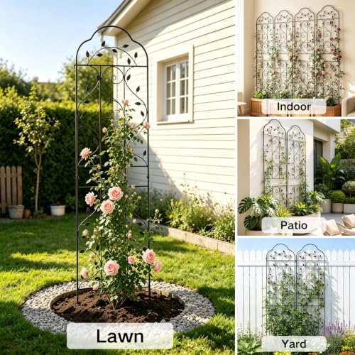 hogardeck 4 Packs 84 * 19 inch Metal Garden Trellis for Climbing Plants Outdoor,Heavy Duty,Black Coating Rustproof Trellis for Rose, Vegetable, Flowers, Expandable,Perfect for Training Climbing Plants - Image 6