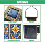 Solar Lantern Mexican Talavera Ceramic Tile Seamless Folklore Flower Texture Outdoor Waterproof Hanging Solar Light Outside Lights for Patio Yard House Lawn Decor Birthday Gifts for Women Mom - Image 3