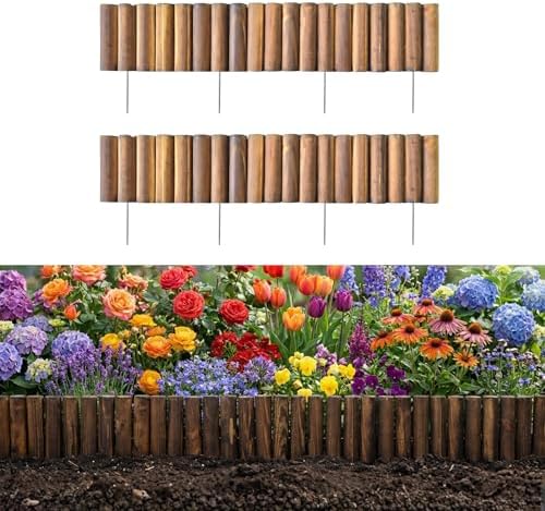 LaLaGreen Wooden Garden Edging Border (30x4in, 2 Pack) Decorative Fencing by L%C3%A1L%C3%A1Green