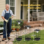 Outdoor Solar Floor Lamp with Plant Stand 2 in 1 Heavy-Duty Metal Flower Pot for Real/Fake Flowers, Adjustable Height, Waterproof Dusk to Dawn, Standing Light for Patio, Yard, Garden (35.5"H - 1Pack) - Image 3