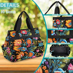 Colorful Flowers Garden Tool Bag Organizer Heavy Duty Spring Summer Gardening Tote Bag with 10 Pockets for Women Men Gardening Gifts - Image 5