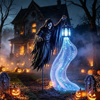 Halloween Soul Harvester Animated Solar Powered Garden Light,Halloween Ghost Yard Light, Solar Witch and Glowing Soul Stake, for Lawns, Gardens, Porches, Walkways and Seasonal Outdoor Displays (C) - Image 5
