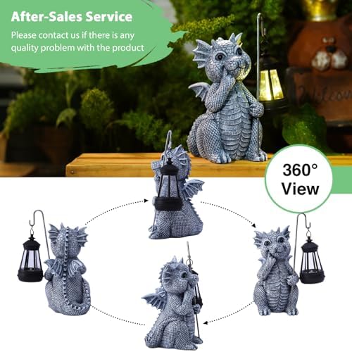 Goodeco Dragon Garden Statue Outdoor with Solar Lantern - Image 3