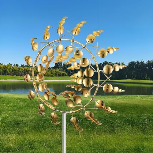 Magical Metal Windmill, Wind Spinners for Yard Garden, Outdoor Spinners, Windmill for Yard, Wind Sculptures & Spinners for Yard Garden Patio Decoration (1PCS Gold) - Image 2