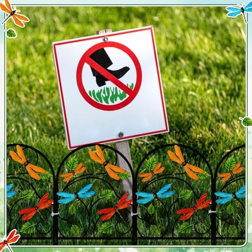 Yaocom 6 Pack Dragonfly Garden Fence 16.5" H x 11.8" W Metal Border - Image 6