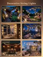 Abeja 50Ft Outdoor Patio String Lights with 53 Clear Globe G40 Bulbs - Image 6