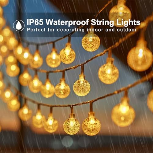 Jedavai Solar String Lights Outdoor 2 Pack 200 Led 80FT Warm White Crystal Globe Lights with 8 Lighting Modes, Waterproof Solar Powered Patio for Garden Yard Porch Wedding Party Decoration - Image 7