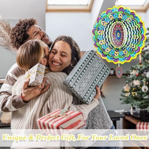 Mandala Wind Spinner, Mandala Gift for Women Men, 12in Spinfinity Designs Stainless Steel Hanging Wind Spinners with 3D Visual Effect, for Indoor/Outdoor Decor, Yard Art, Garden Decorations - Image 4