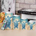 Sea Turtle Candle with Remote Control Electric LED Pillar Candle Timer Color Changing Long Lasting 4 Pcs Battery Candles - Image 4