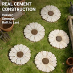 Heavy Duty Concrete Stepping Stone 10 Inch Daisy Design, Non Slip Garden Pathway Stone for Outdoor Walkway Yard Patio Lawn Fall Garden(White) - Image 4