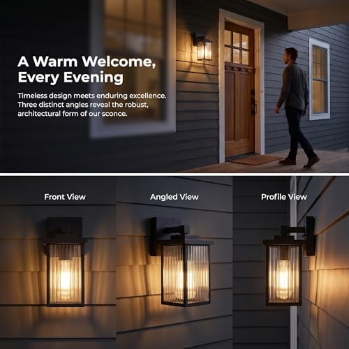 2 Pack Matte Black Porch Light, Rust-Resistant Outdoor Wall Light - Image 4