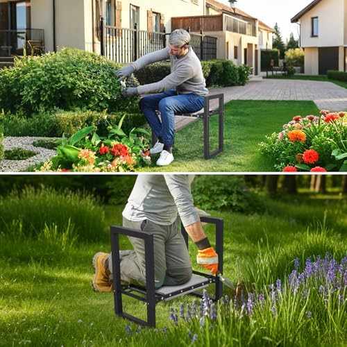 HOME RIGHT Garden Kneeler and Seat,Heavy Duty Portable Gardening Bench Load Cap 400 lbs,Black Foldable Gardening Stool with Extra Thicken Kneeling Pad,Gardening Gifts for Women,Seniors,Grandparents - Image 6