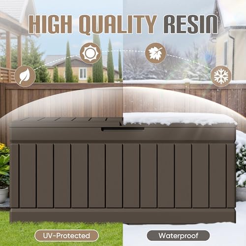 JUMMICO 78 Gallon Deck Box Waterproof Resin Outdoor Storage Box - Image 4