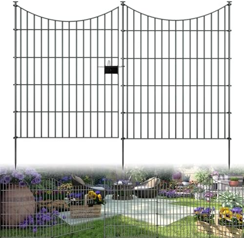 10‑Panel No‑Dig Garden Fence with Gate, 32" H x 23.6'L Outdoor Dog Barrier by richmen