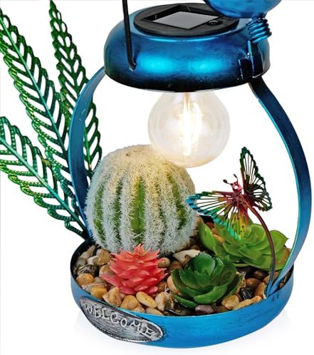 Alpine Corporation 16" H Outdoor Solar-Powered Metal Flamingo Yard Statue, with Enclosed LED Lights, Garden Decor for Patio, Lawn or Porch, Blue - Image 5
