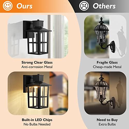 Brightever LED Outdoor Wall Lights, 10W Black Exterior Light Fixture with Clear Glass Shade, 3000K/4000K/6500K Selectable, 800LM High Brightness Outdoor Wall Lanterns for Patio Waterproof, Pack of 2 - Image 5