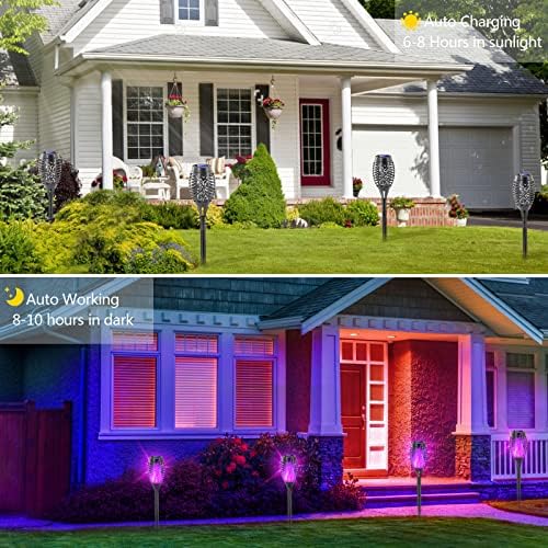EOYIZW 8 Pack Purple Solar Torch Lights Outdoor, Halloween Decoration - Image 4