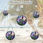 Purple Pink Flower Leaves Stained Glass Window Hanging Suncatcher Gift 15" - Image 6