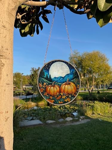 Moonlit Pumpkin Stained Glass Suncatcher – Handmade Jack-o’-Lantern Halloween Window Hanging, Spooky Autumn Home Decor, Pumpkin Lovers Gift - Image 6