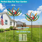 83-Inch Solar Wind Spinner Outdoor Metal, Kinetic Yard Art with Glass Globe - Image 3