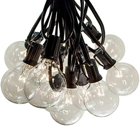 100 Foot Outdoor String Lights with G50 Clear 2 Inch Bulbs - Black Wire by HometownEvolutionInc