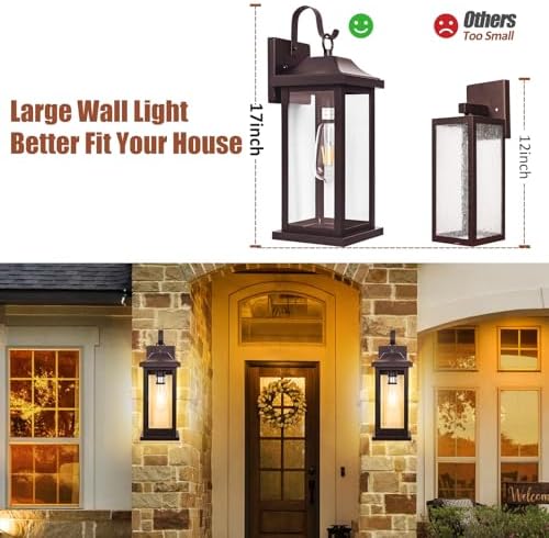 2-Pack Large Bronze Outdoor Light Fixtures for House - Image 2