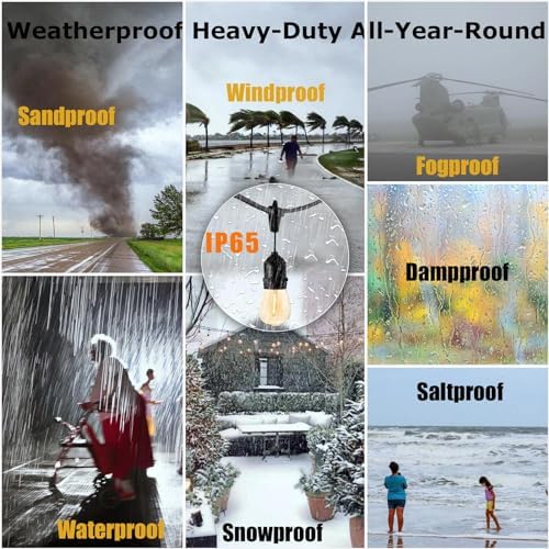 Outdoor String Lights for Outside 48FT with 15+1 2700K LED S14 Shatterproof Bulbs for Patio Back Yard Porch, Linkable - Image 3