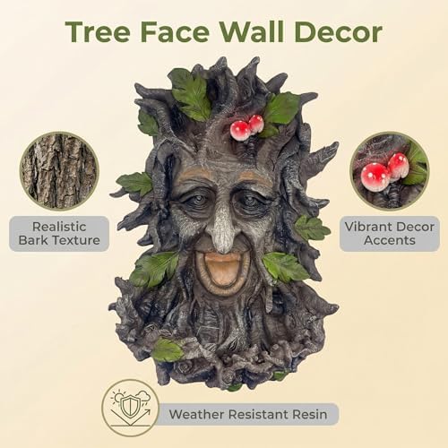 Tree Face Sculpture, Funny Old Man Tree Hugger Statue with Bird Feeder, 8" Tall Resin Yard Art for Garden & Patio, Whimsical Outdoor Decor, Unique Gift for Tree Lovers - Image 5