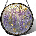 Wisteria Stained Glass Window Hanging Suncatcher Purple Gift for Women 9.8" by amderven