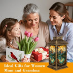 Solar Lantern Stained Glass Landscape Outdoor Waterproof Garden Hanging Lantern Solar Powered Lighting Outside Solar Light for Patio Yard Camping, Gifts for Women Mom - Image 7