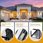 14" Solar Wall Light Outdoor, Dusk to Dawn Solar Porch Light, 2Pack - Image 7