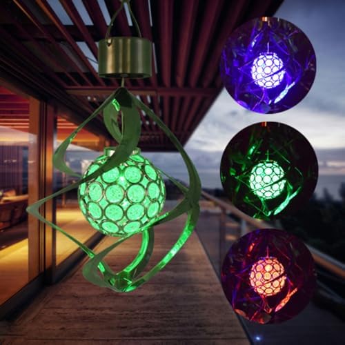 2 Pcs Solar Wind Chime Color Changing Hanging Light for Balcony - Image 5