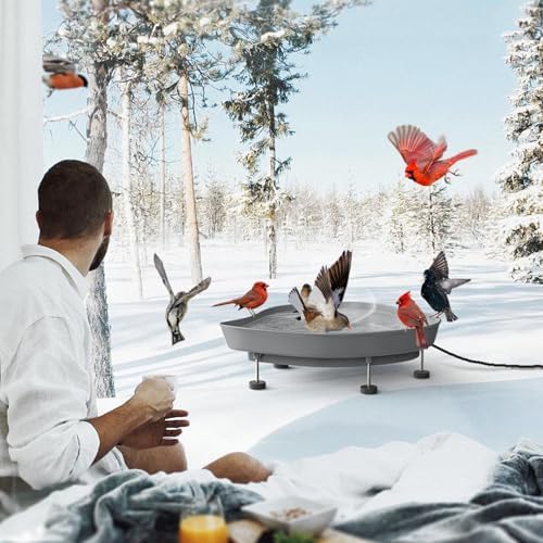 Heated Bird Baths for Outdoors, 60W Thermostatic Winter Birdbath - Gray - Image 7