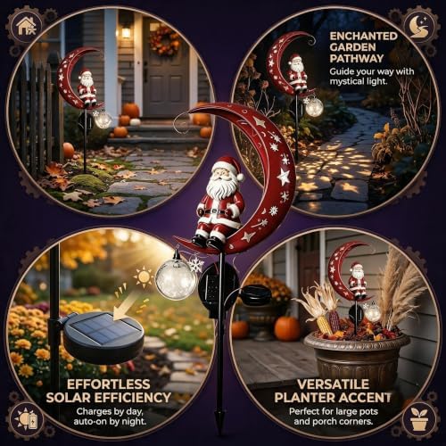 Solar Halloween Black Cat & Pumpkin Moon Garden Stake Light,2-in-1 Waterproof Outdoor LED Yard Decor with Hanging Lantern,Auto Dusk-to-Dawn Lawn Ornament for Pathway,Patio, Walkway (Black-P-2PCS) - Image 5