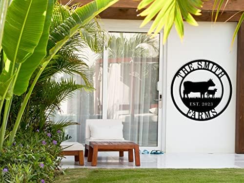Personalized Cow Calf Metal Sign, Personalized Family Monogram Name Sign, Custom Cow Calf Farm Sign - Image 4