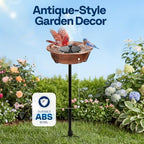 VIVOHOME Bird Bath with Solar Fountain and Metal Ground Stake, Bronze - Image 2
