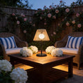 Solar Wireless Outdoor Table Lamp with Handwoven Rope Shades by LEOKED