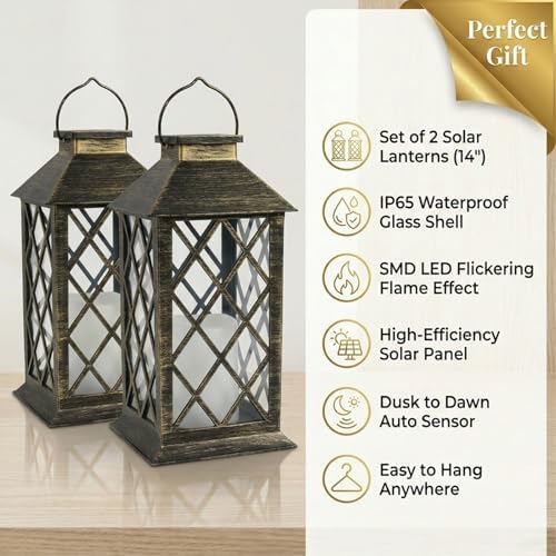 Large Solar Lanterns Outdoor Waterproof - Hanging Solar Lantern with Glass - Image 6
