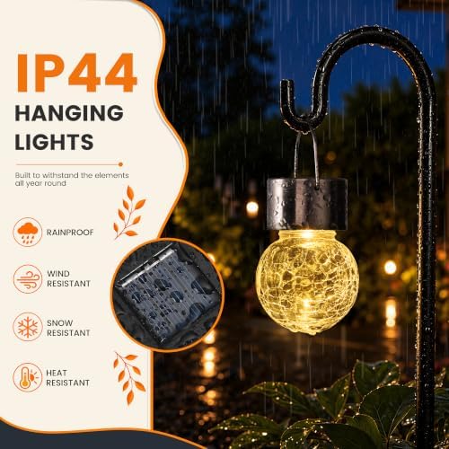 GIGALUMI Solar Lights Outdoor Hanging Lantern Garden Decor for Outside 12Pc - Image 4