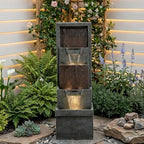 Hamiedun 39.3”H Outdoor Garden Waterfall Fountain-Indoor Water Fountain with LED Lights, for Gardens, Landscaping, Patios, Balconies, Office,and Lawns for a Calming Oasis in Outdoor Living Art Decor by Hamiedun