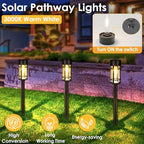 Mancra Solar Pathway Lights, 8 Pack LED Solar Lights Outdoor Waterproof, Glass Metal Garden Lighting for Yard Path Landscape Lawn Walkway Driveway, 3000K - Image 3