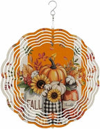 Fall Wind Spinner Orange Pumpkin Stainless Steel Spinner for Yard And Garden Maple Leaf Autumn Sunflower Wind Sculptures 10 Inch 3D Crafts Ornaments Hanging Wind Spinner for Outdoor Indoor Decorations by Unknown