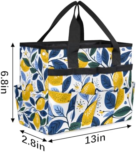 Lemon Style Garden Tool Bag Tote for Men Women Multiple Pockets Wide Mouth Heavy Duty Waterproof Tool Organizer Bag for Outdoor Lawn Yard Portable Gardening Storage With Elasticbands - Image 2