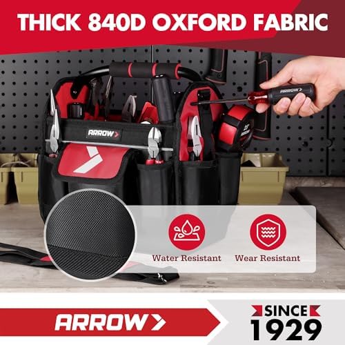 ARROW 12" Tool Tote with Waterproof Hard Base, Electrician Tool Bag - Image 6