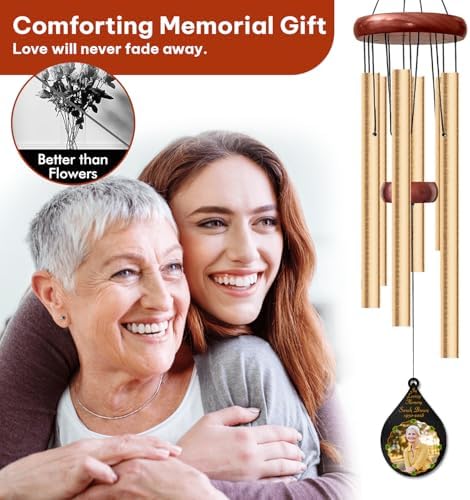 Personalized Photo Memorial Wind Chime Custom Name & Year, in Loving Memory Sympathy Gift, Remembrance Windchimes Outdoor Deep Tone Garden Patio Decor - Image 4