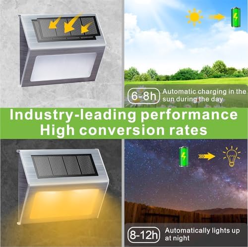 XLUX Warm White Solar Lights for Deck Step Fence Post, SST Housing, 6 Pack - Image 5