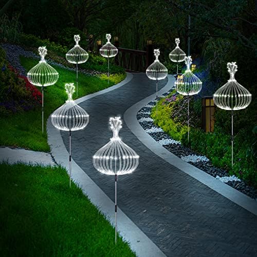 Maleyt 6 Pack Solar Garden Lights, Firework Lights, Decorative, 8 Lighting Modes with Remote 120 LED Twinkling Waterproof Landscape Outdoor Decor, for Pathway Backyard Walkway Patio (White) - Image 6