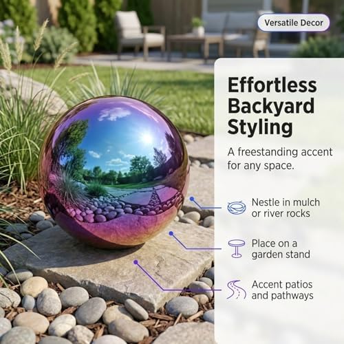 Lulu Decor, Rainbow Stainless Steel Gazing Mirror Ball Size 14, Smooth Reflective Shiny Garden Decoration Globe - Image 2