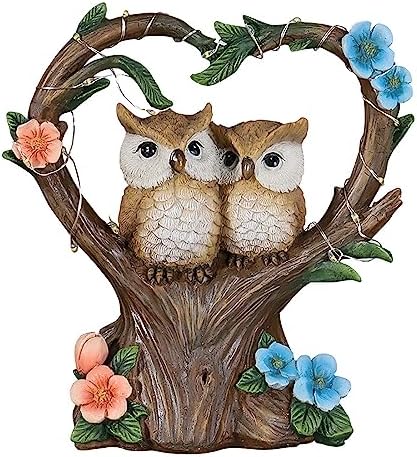 Owl Statue with Solar Lights Outdoor Decor, Resin Owls Figurines for Garden Patio Lawn Decorations, Christmas Birthday Gifts for Women Friends (7.6Inches) - Image 2